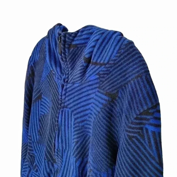 Bench Women’s L Fleece Hoodie Full Zip Black Blue Striped Activewear Athleisure - Picture 7 of 14